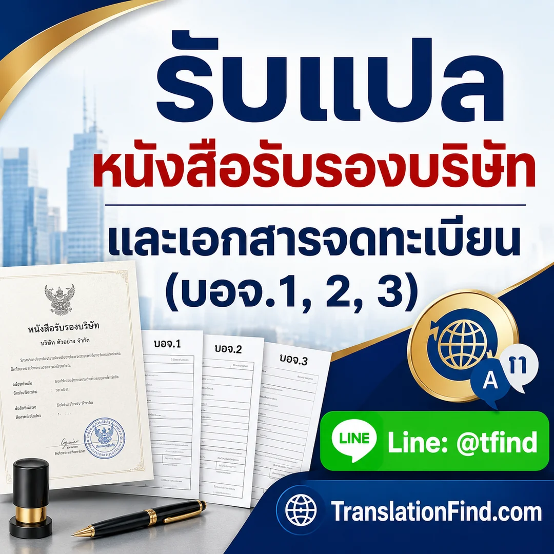รับแปลหนังสือรับรองบริษัท แบบ บอจ.1 บอจ.2 บอจ.3 และเอกสารจดทะเบียนบริษัท