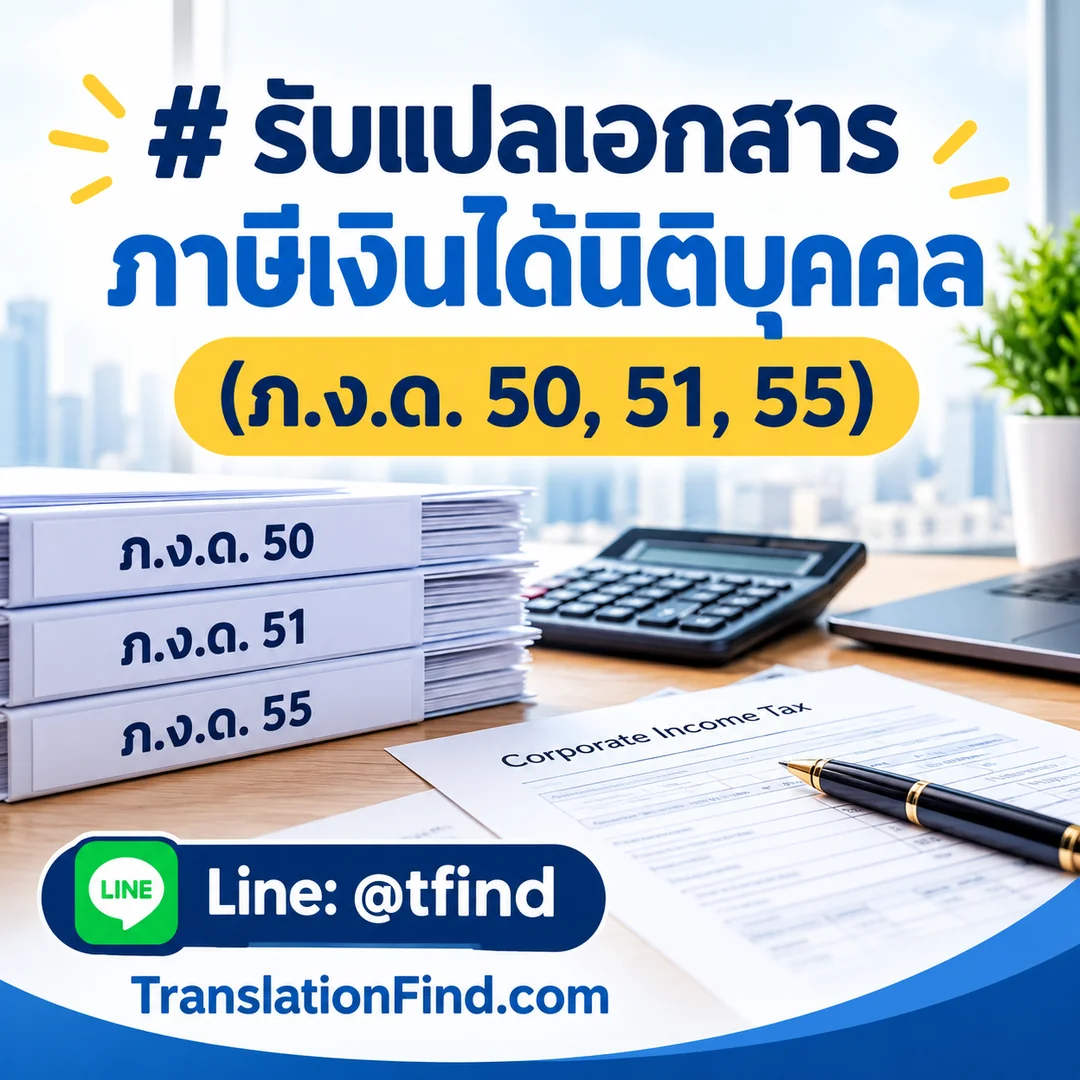 รับแปลเอกสารภาษีเงินได้นิติบุคคล ภ.ง.ด. 50 51 55